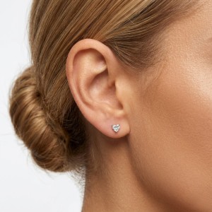 925 Sterling Silver Multi-Size Heart CZ Stud Earrings 40200776