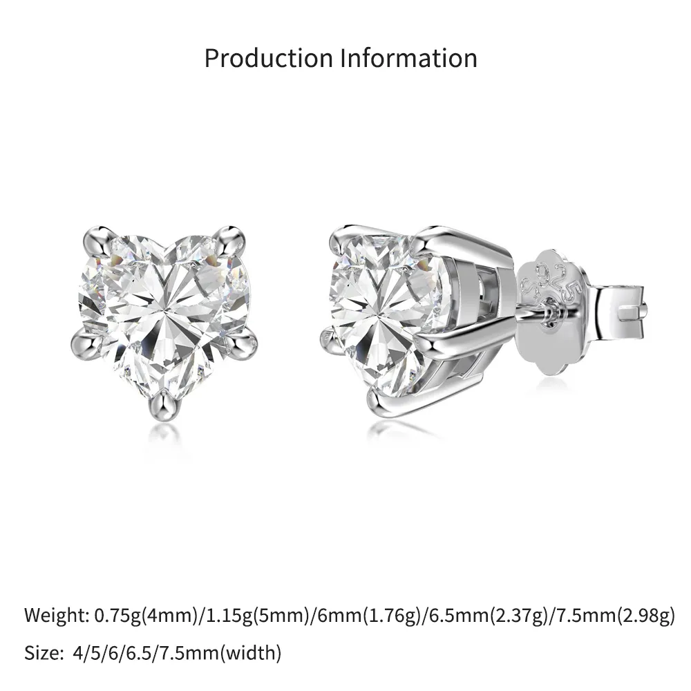 925 Sterling Silver Multi-Size Heart CZ Stud Earrings 40200776 - image4
