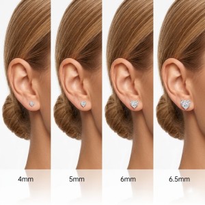 925 Sterling Silver Multi-Size Heart CZ Stud Earrings 40200776