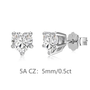 925 Sterling Silver Multi-Size Heart CZ Stud Earrings 40200776