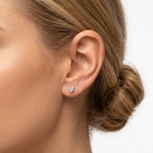 925 Sterling Silver Multi-Size Heart CZ Stud Earrings 40200776