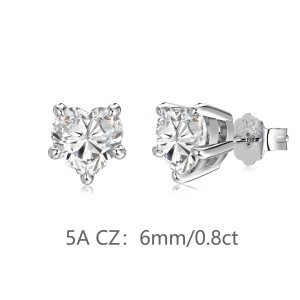 925 Sterling Silver Multi-Size Heart CZ Stud Earrings 40200776