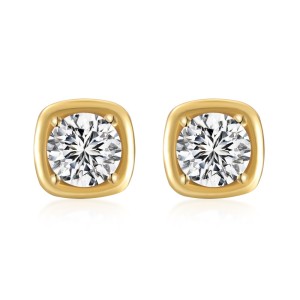 925 Sterling Silver Pave Sugar Cube Zirconia Stud Earrings 40200780