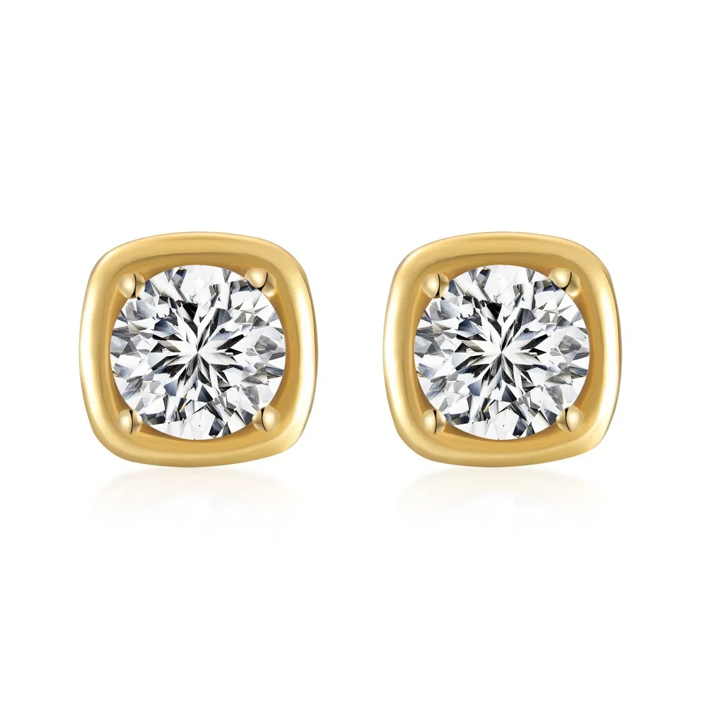 925 Sterling Silver Pave Sugar Cube Zirconia Stud Earrings 40200780