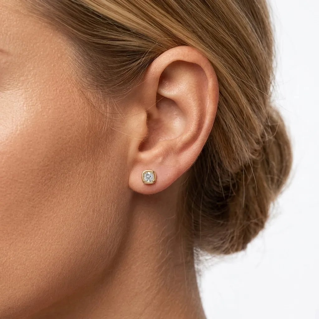 925 Sterling Silver Pave Sugar Cube Zirconia Stud Earrings 40200780 - image1