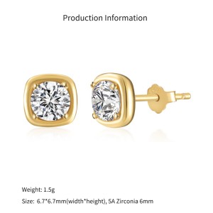 925 Sterling Silver Pave Sugar Cube Zirconia Stud Earrings 40200780