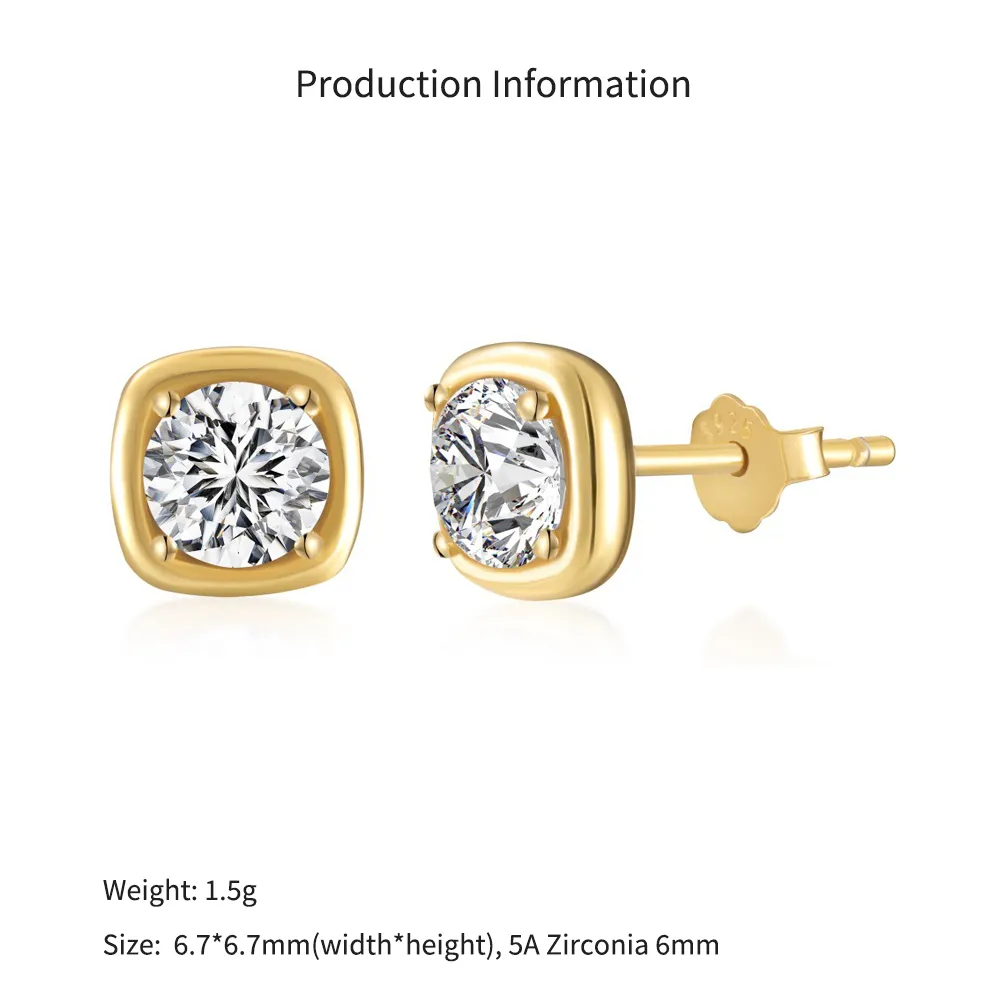 925 Sterling Silver Pave Sugar Cube Zirconia Stud Earrings 40200780 - image2