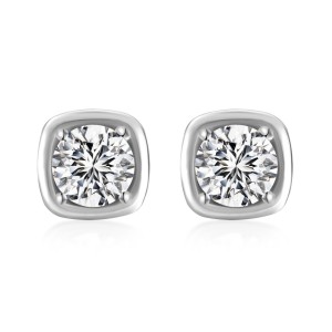 925 Sterling Silver Pave Sugar Cube Zirconia Stud Earrings 40200780