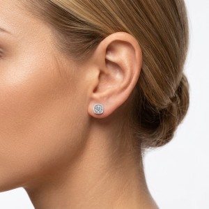 925 Sterling Silver Pave Sugar Cube Zirconia Stud Earrings 40200780