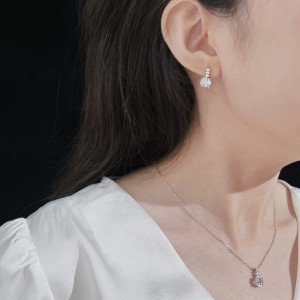 925 Sterling Silver Round Zircon Linear Drop Earrings 40200781