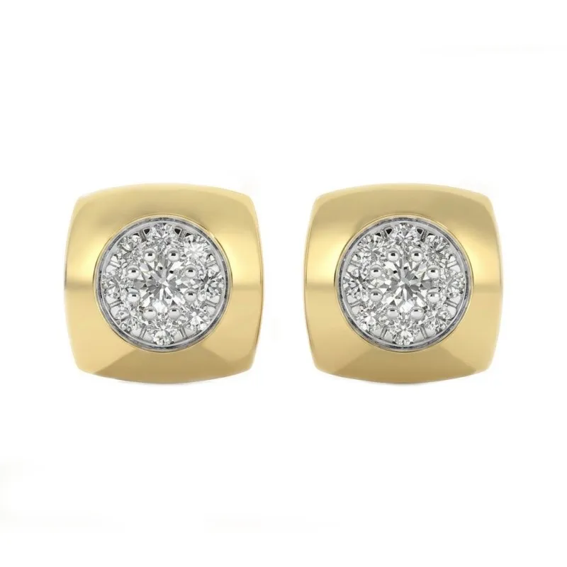 925 Silver Pave Cluster Cushion Stud Earrings 40200782