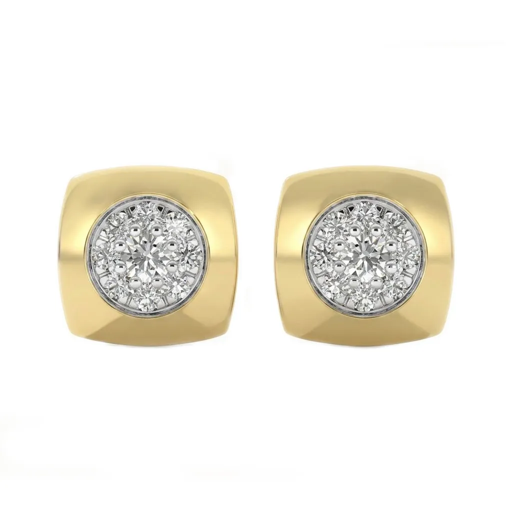 925 Silver Pave Cluster Cushion Stud Earrings 40200782