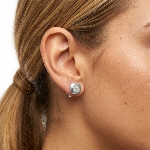 925 Silver Pave Cluster Cushion Stud Earrings 40200782