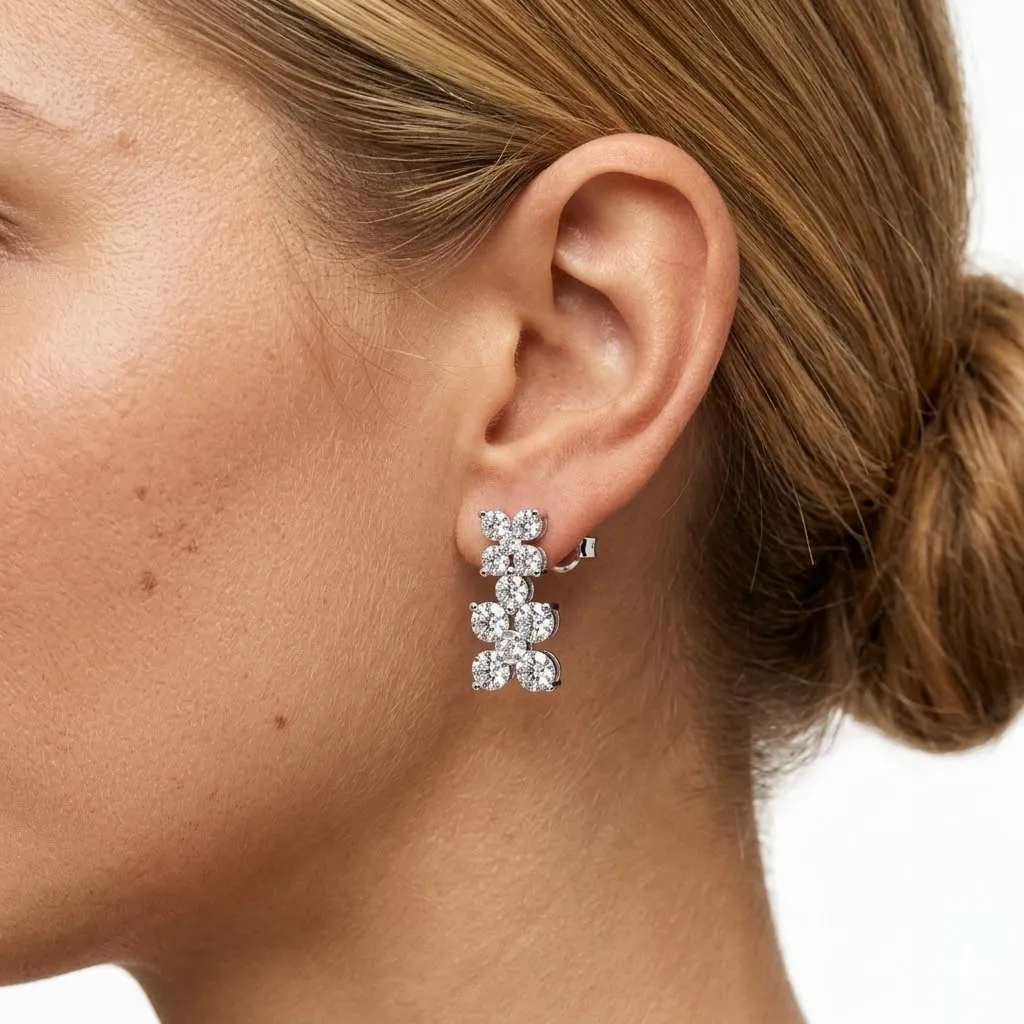 925 Silver Floral Cluster Statement Stud Earrings 40200783 - image1