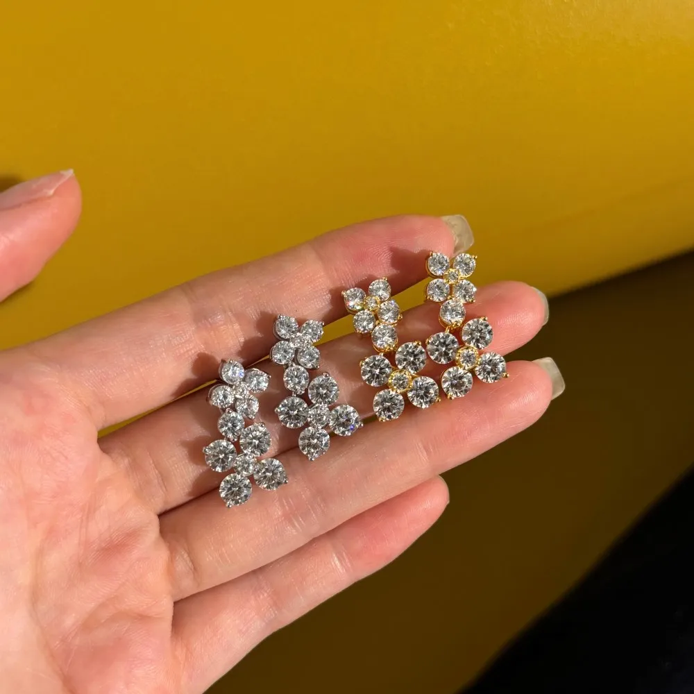 925 Silver Floral Cluster Statement Stud Earrings 40200783 - image3