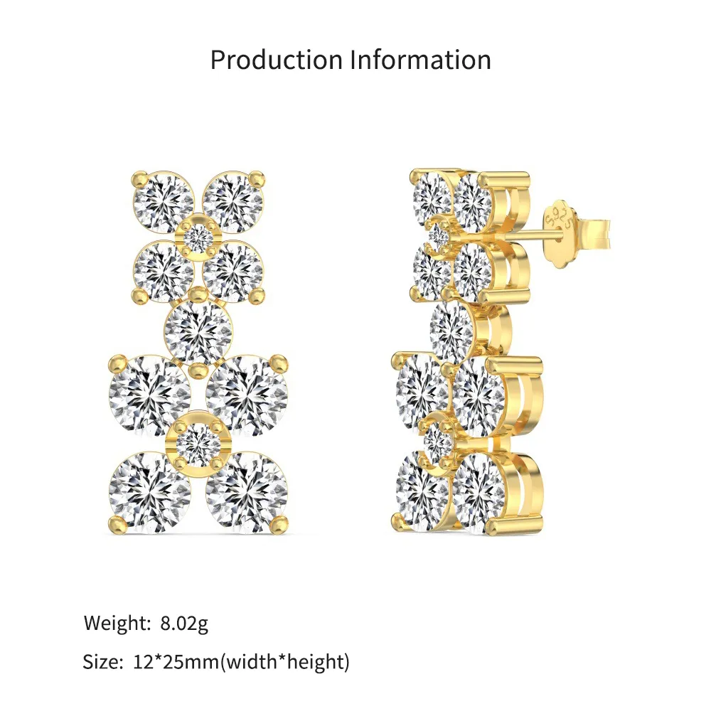 925 Silver Floral Cluster Statement Stud Earrings 40200783 - image4