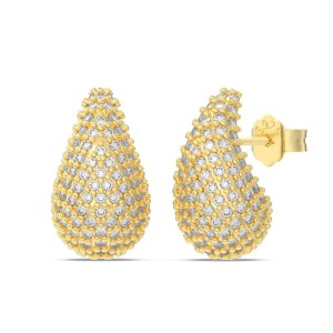 925 Silver Micro-Pave 15mm/23mm Teardrop Stud Earrings 40200784