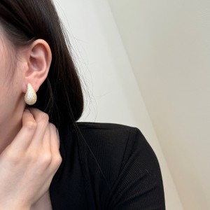 925 Silver Micro-Pave 15mm/23mm Teardrop Stud Earrings 40200784