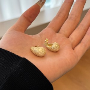 925 Silver Micro-Pave 15mm/23mm Teardrop Stud Earrings 40200784