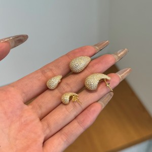 925 Silver Micro-Pave 15mm/23mm Teardrop Stud Earrings 40200784