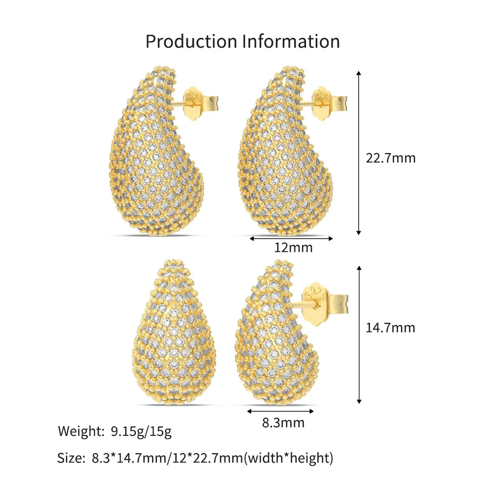 925 Silver Micro-Pave 15mm/23mm Teardrop Stud Earrings 40200784 - image4