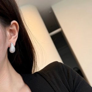 925 Silver Micro-Pave 15mm/23mm Teardrop Stud Earrings 40200784