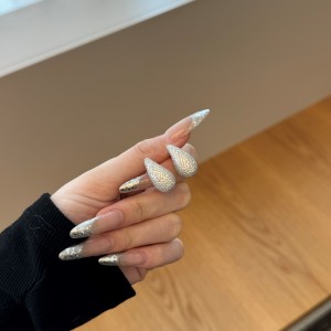 925 Silver Micro-Pave 15mm/23mm Teardrop Stud Earrings 40200784