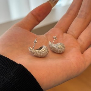 925 Silver Micro-Pave 15mm/23mm Teardrop Stud Earrings 40200784