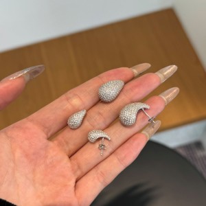 925 Silver Micro-Pave 15mm/23mm Teardrop Stud Earrings 40200784