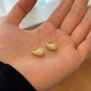 925 Silver Micro-Pave 15mm/23mm Teardrop Stud Earrings 40200784