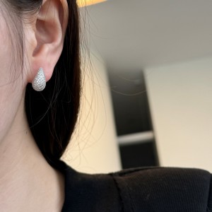 925 Silver Micro-Pave 15mm/23mm Teardrop Stud Earrings 40200784