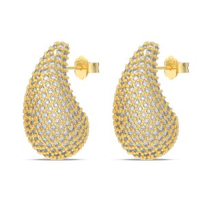 925 Silver Micro-Pave 15mm/23mm Teardrop Stud Earrings 40200784