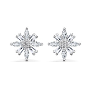 925 Silver Crystal Snowflake Stud Earrings 40200785