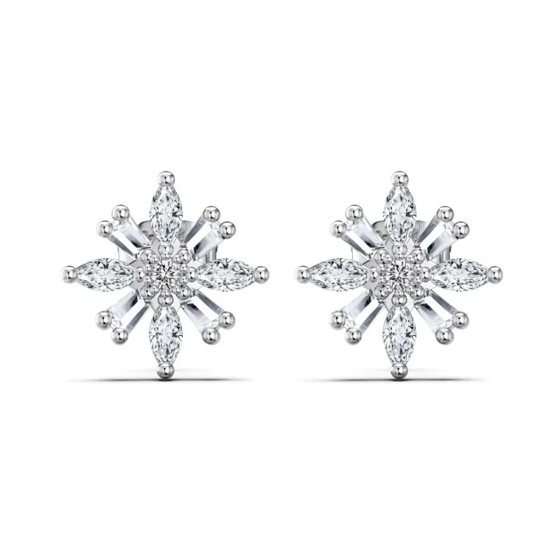 925 Silver Crystal Snowflake Stud Earrings 40200785