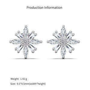925 Silver Crystal Snowflake Stud Earrings 40200785