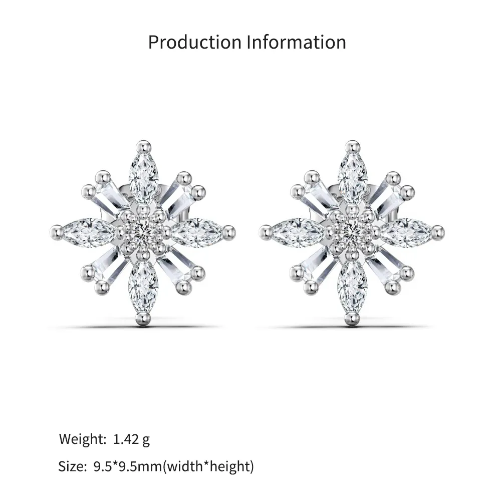 925 Silver Crystal Snowflake Stud Earrings 40200785 - image2
