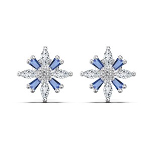 925 Silver Crystal Snowflake Stud Earrings 40200785