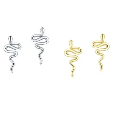 925 Sterling Silver Snake Stud Earring 40400006