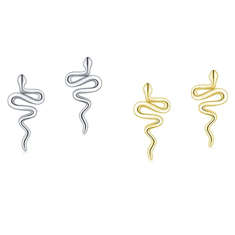 925 Sterling Silver Snake Stud Earring 40400006