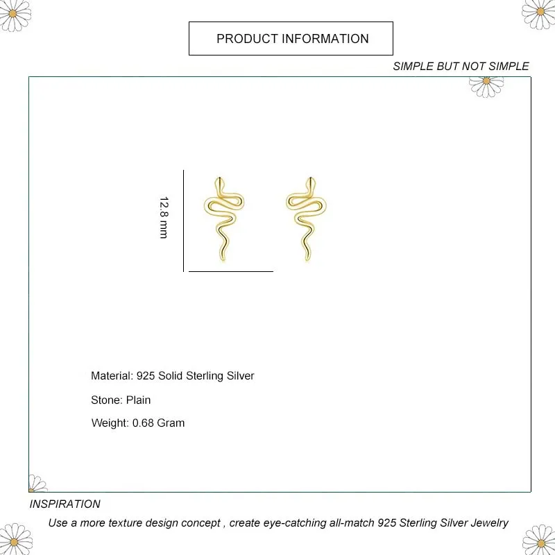 925 Sterling Silver Snake Stud Earring 40400006 - image1