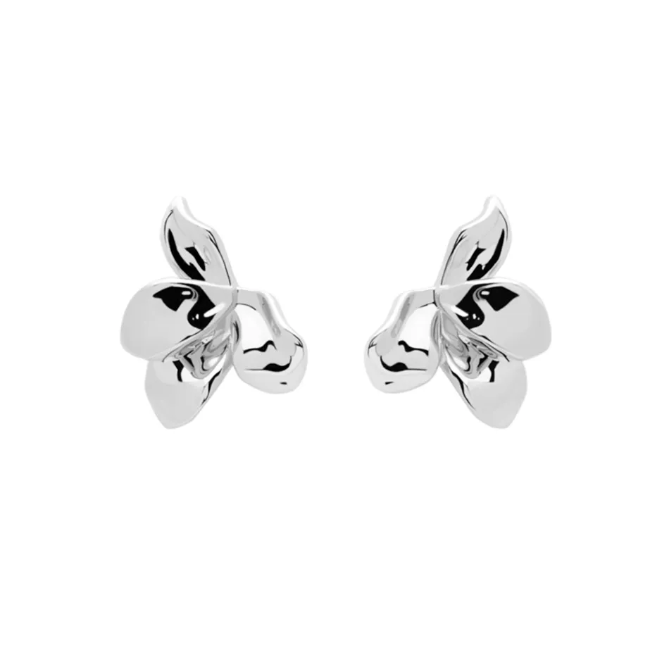 925 Sterling Silver Leaves Stud Earrings 40400010