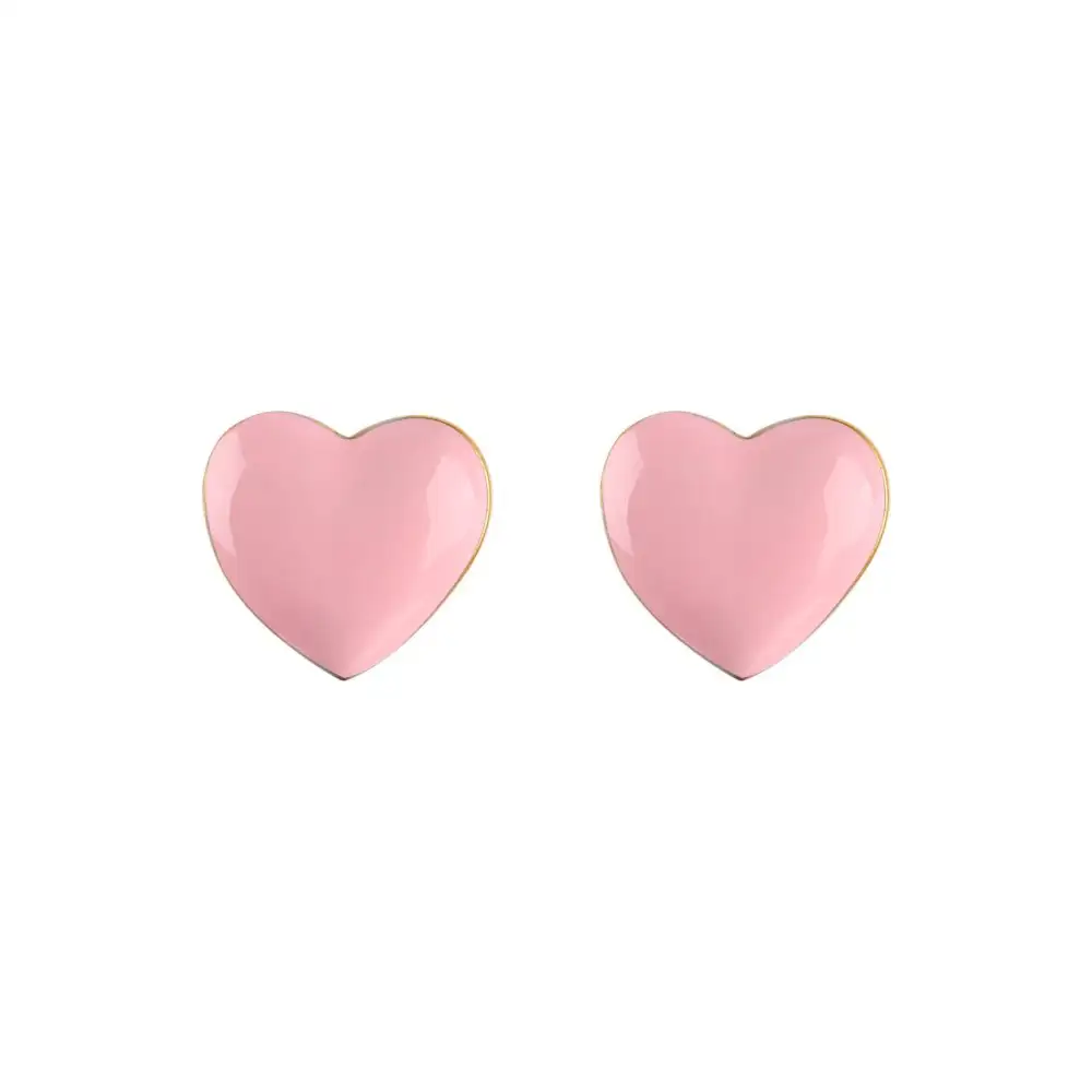 925 Sterling Silver Enamel Heart Stud Earrings 40400012