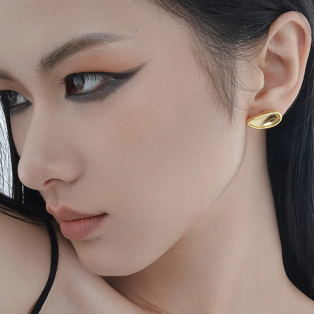 Geometric Camber Concave Stud Earring 40400021 - image1