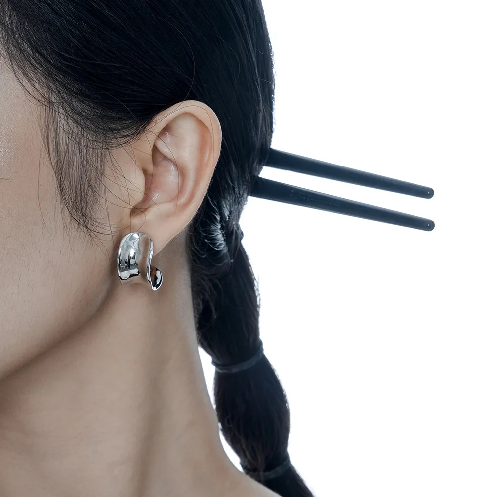 Geometric Wide C Shape Stud Earring 40400026 - image2