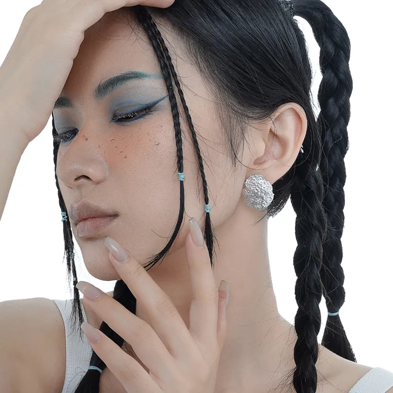Irregular Tinfoil Texture Stud Earring 40400028 - image2