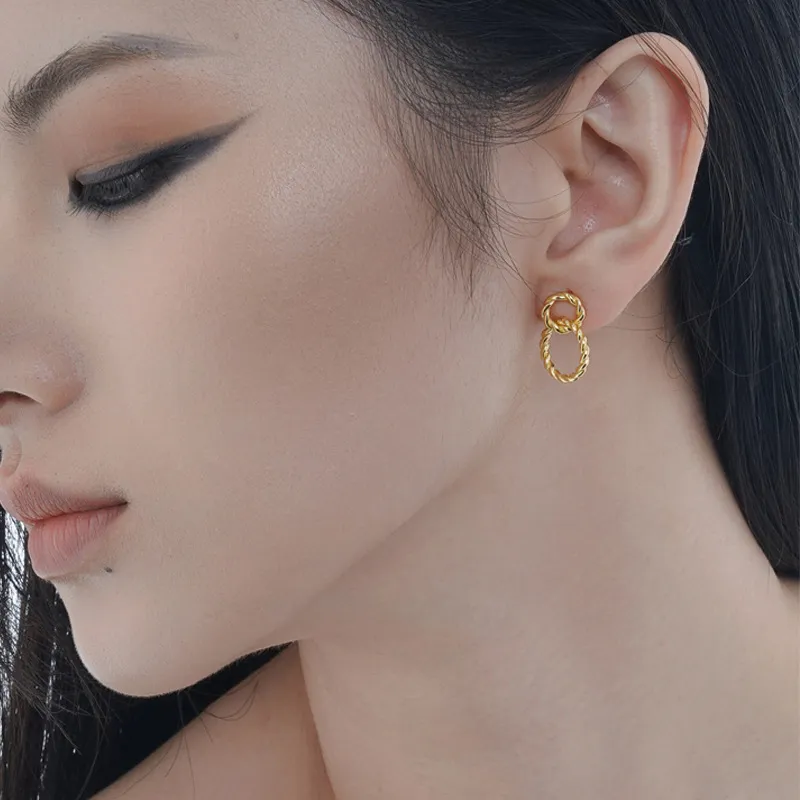 Knited Double Circles Stud Earring 40400029 - image1