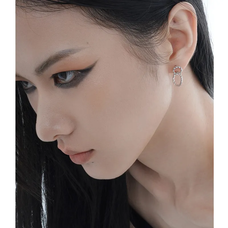 Knited Double Circles Stud Earring 40400029 - image2