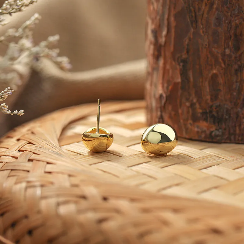 Polished Round Beans Stud Earring 40400033 - image2