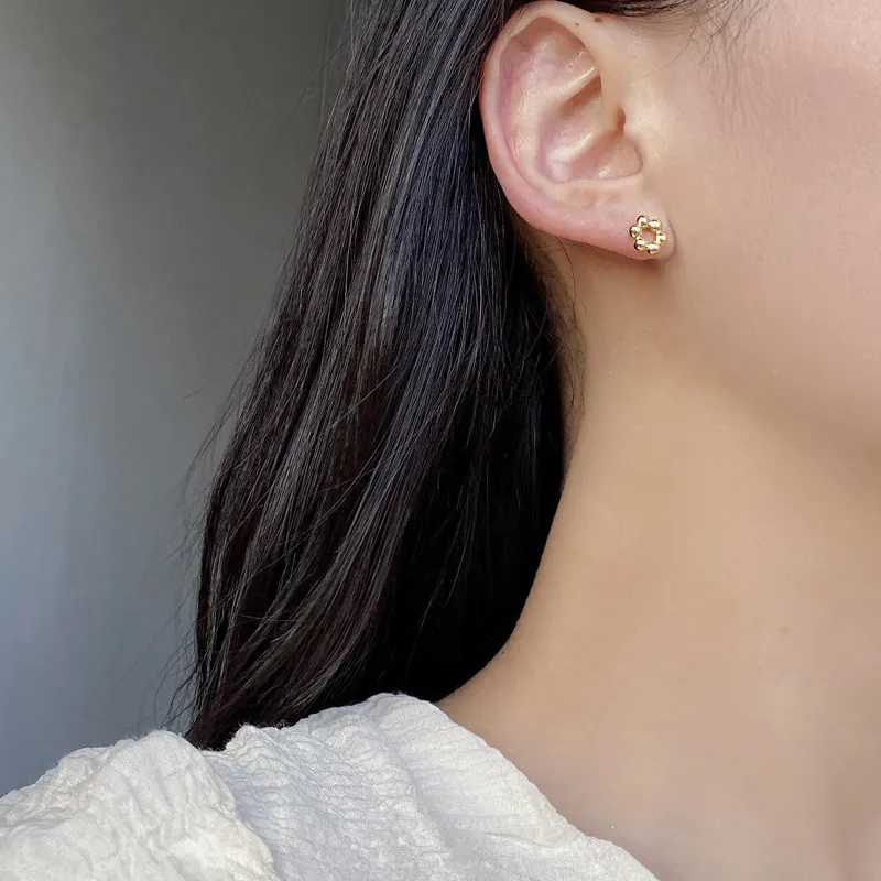 Mini Round Beads Stud Earring 40400038 - image1