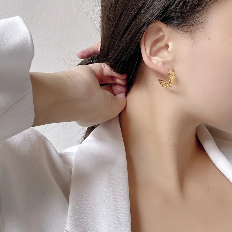 Geometric Wave Curve Stud Earring 40400039 - image1